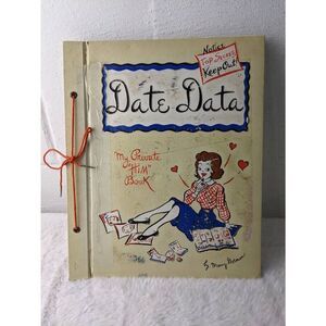 Mary Dorman Vintage 1950s "DATE DATA" Photo Album Scrapbook Blank Unused My Priv